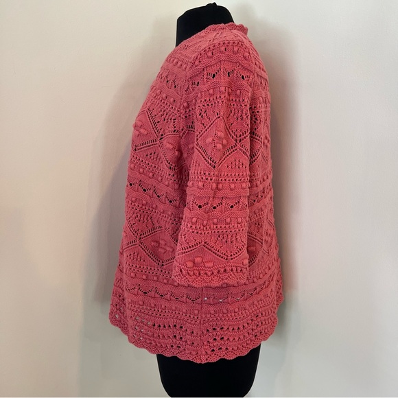 Boden Claudia Knitted Top US 12 100% Cotton Crochet Knit Dusty Rose Womens - Picture 6 of 11
